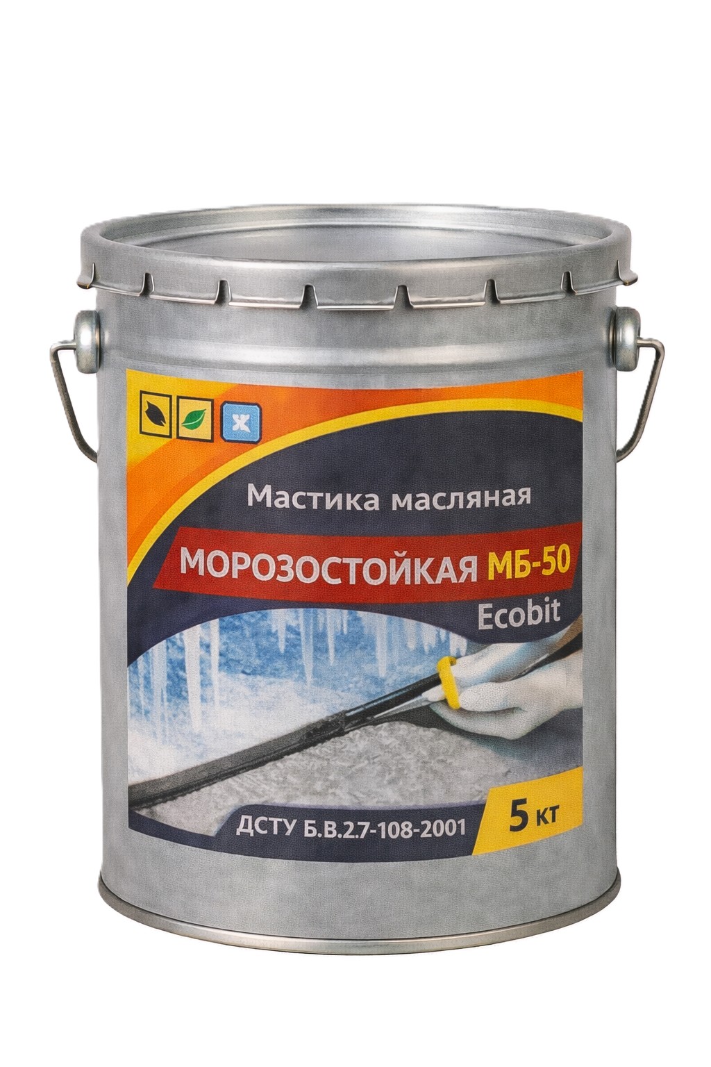Мастика морозостойкая битумно-масляная МБ-50 ЭКОБИТ ведро 5,0 кг ДСТУ Б В.2.7-108-2001 